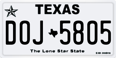 TX license plate DOJ5805