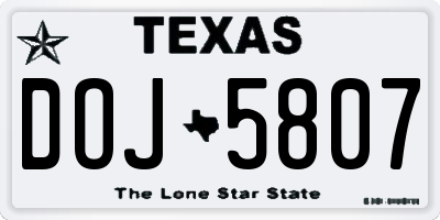 TX license plate DOJ5807