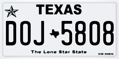 TX license plate DOJ5808