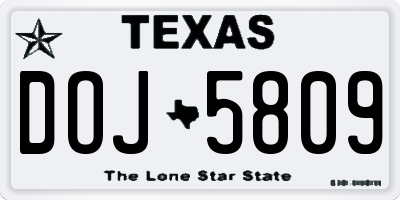 TX license plate DOJ5809