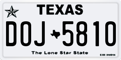 TX license plate DOJ5810