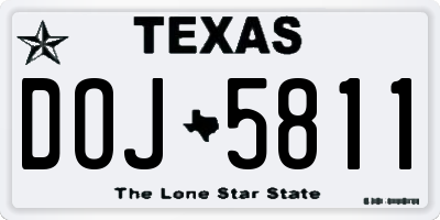 TX license plate DOJ5811