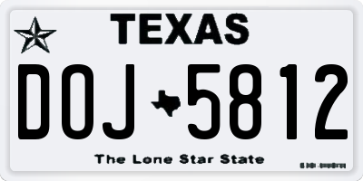 TX license plate DOJ5812