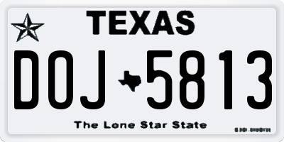 TX license plate DOJ5813