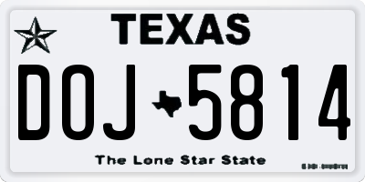 TX license plate DOJ5814