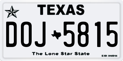 TX license plate DOJ5815