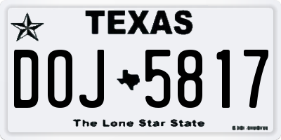TX license plate DOJ5817