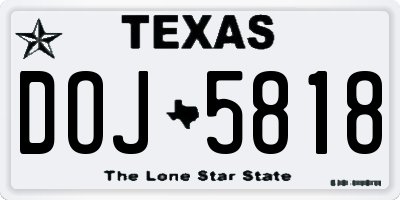 TX license plate DOJ5818