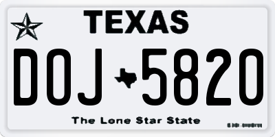 TX license plate DOJ5820