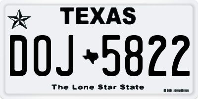 TX license plate DOJ5822