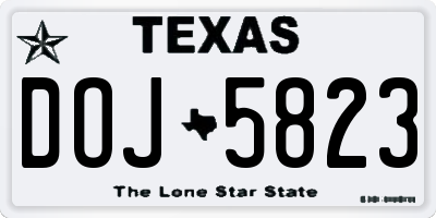 TX license plate DOJ5823