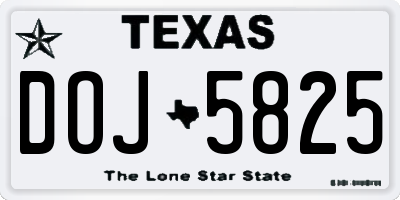 TX license plate DOJ5825