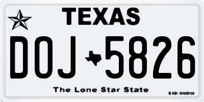 TX license plate DOJ5826