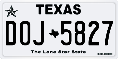 TX license plate DOJ5827