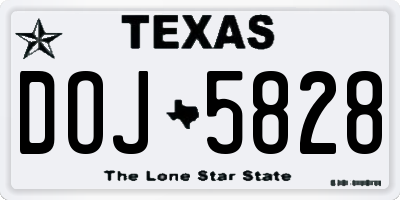 TX license plate DOJ5828