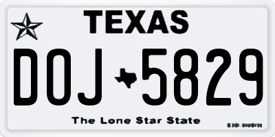 TX license plate DOJ5829