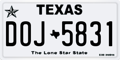TX license plate DOJ5831