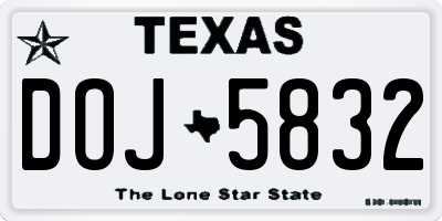 TX license plate DOJ5832