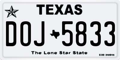 TX license plate DOJ5833