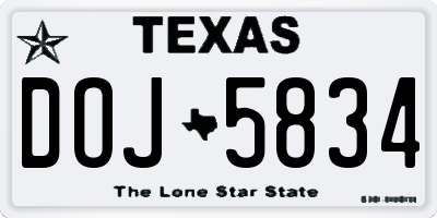 TX license plate DOJ5834
