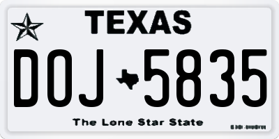 TX license plate DOJ5835