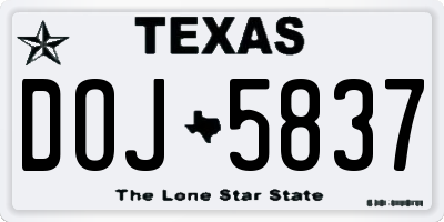 TX license plate DOJ5837