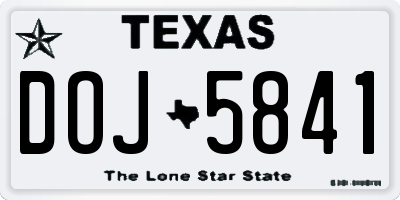 TX license plate DOJ5841