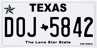 TX license plate DOJ5842