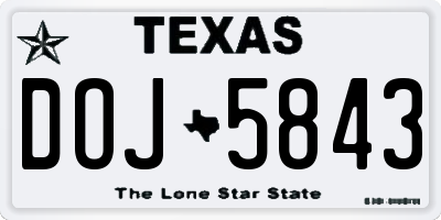 TX license plate DOJ5843