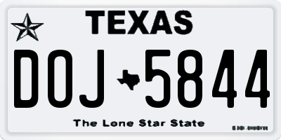 TX license plate DOJ5844