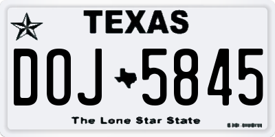 TX license plate DOJ5845