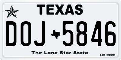 TX license plate DOJ5846