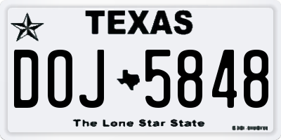 TX license plate DOJ5848