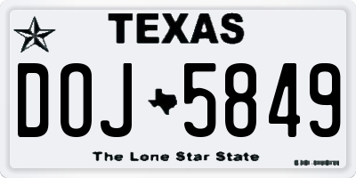 TX license plate DOJ5849