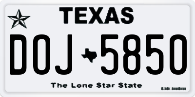 TX license plate DOJ5850