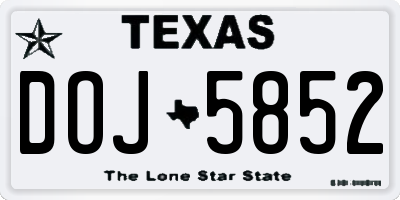 TX license plate DOJ5852