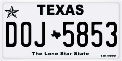 TX license plate DOJ5853