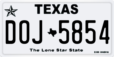 TX license plate DOJ5854