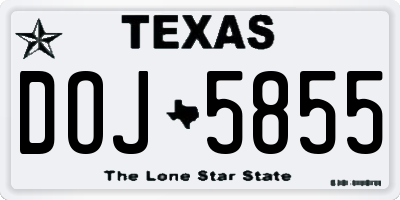 TX license plate DOJ5855