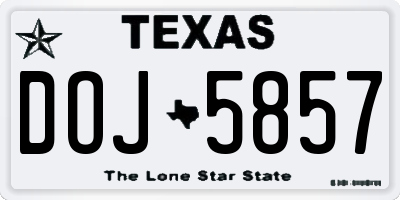 TX license plate DOJ5857