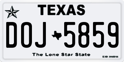 TX license plate DOJ5859