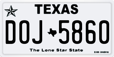 TX license plate DOJ5860