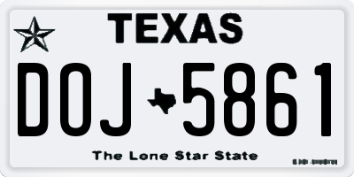TX license plate DOJ5861