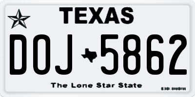 TX license plate DOJ5862