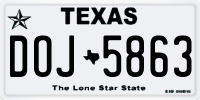 TX license plate DOJ5863