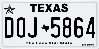 TX license plate DOJ5864