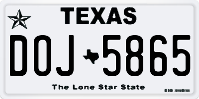 TX license plate DOJ5865