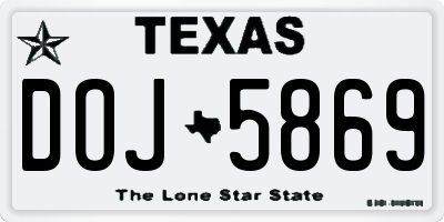 TX license plate DOJ5869