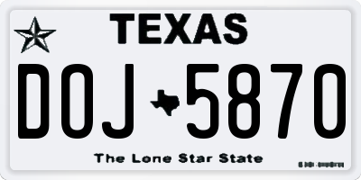 TX license plate DOJ5870
