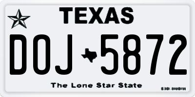 TX license plate DOJ5872